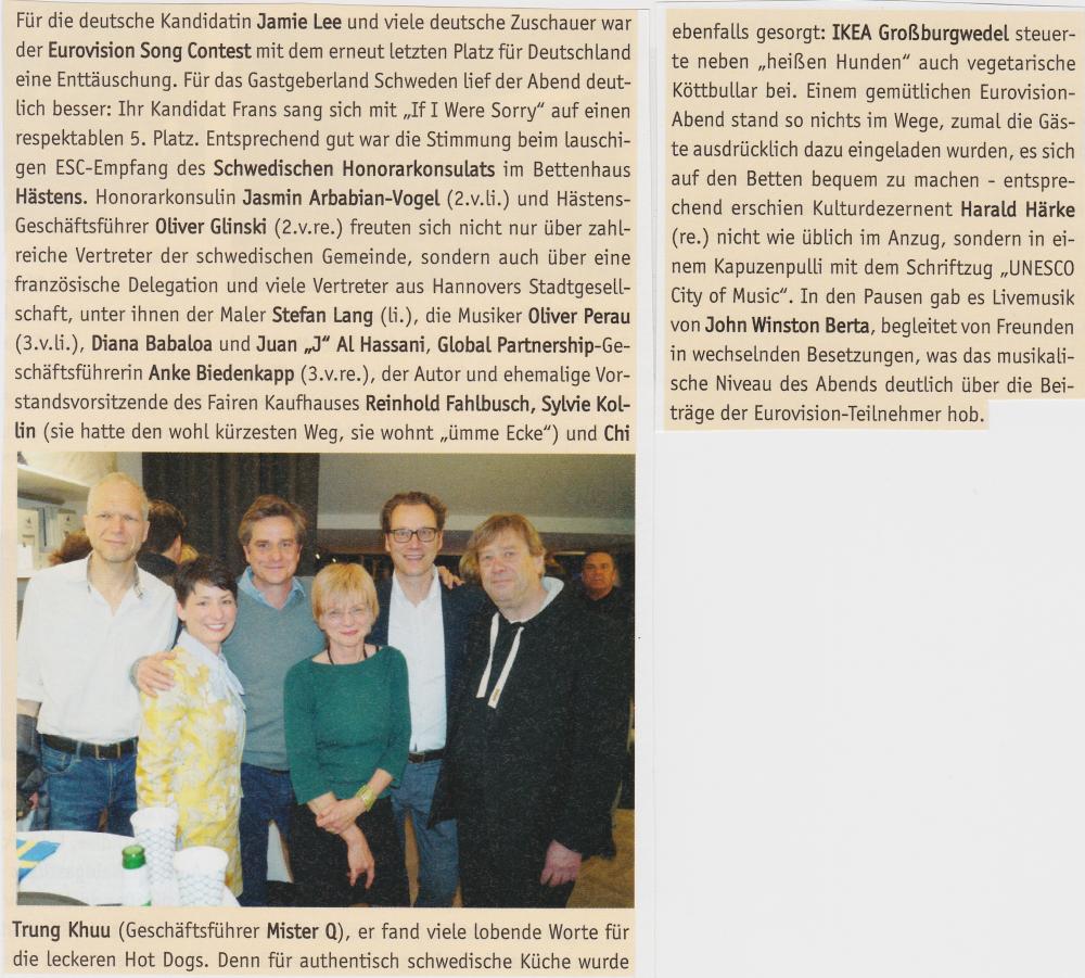 Bericht in "Hannover LIVE", Juni 2016�� Hannover LIVE, Stroetmann Verlag und Agentur GmbH